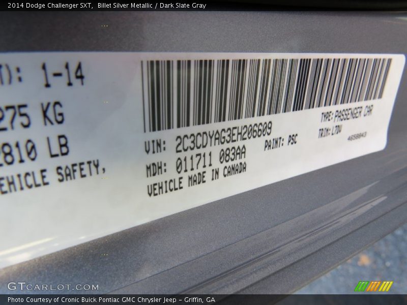 Billet Silver Metallic / Dark Slate Gray 2014 Dodge Challenger SXT
