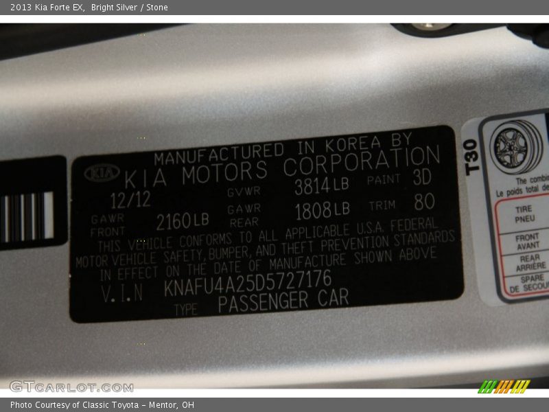 Bright Silver / Stone 2013 Kia Forte EX