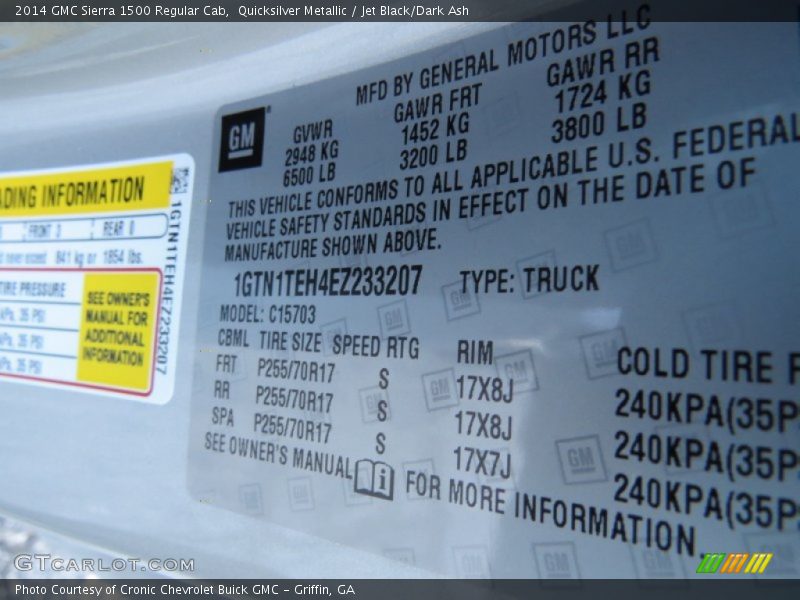 Quicksilver Metallic / Jet Black/Dark Ash 2014 GMC Sierra 1500 Regular Cab