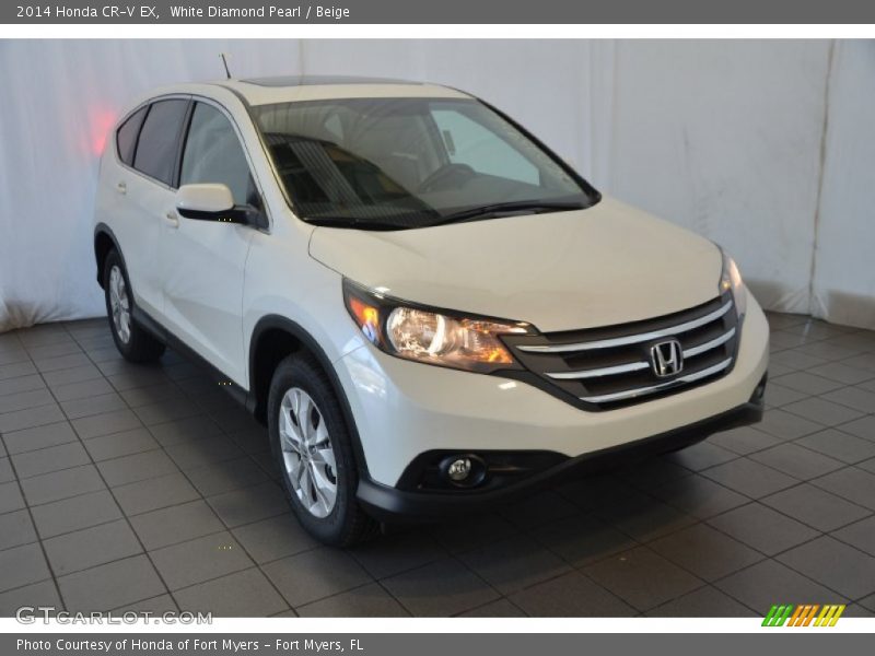 White Diamond Pearl / Beige 2014 Honda CR-V EX