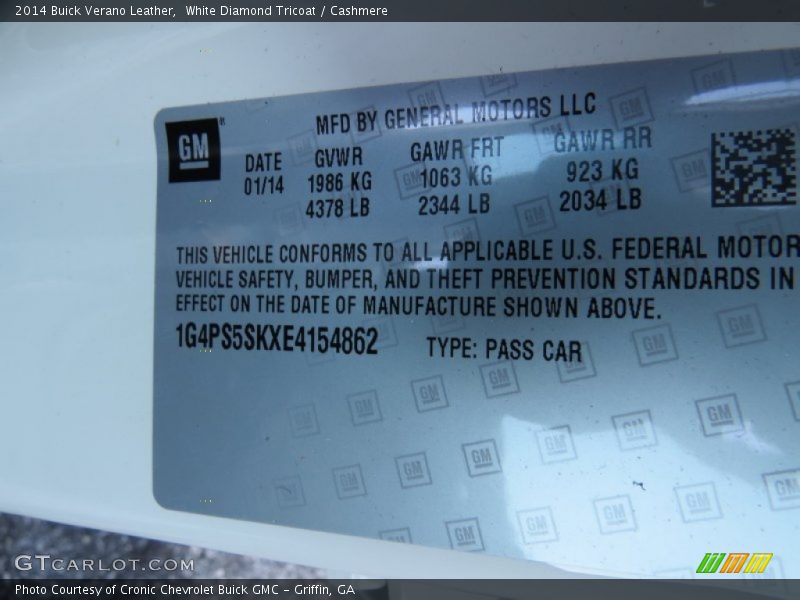 White Diamond Tricoat / Cashmere 2014 Buick Verano Leather