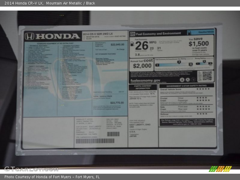 Mountain Air Metallic / Black 2014 Honda CR-V LX