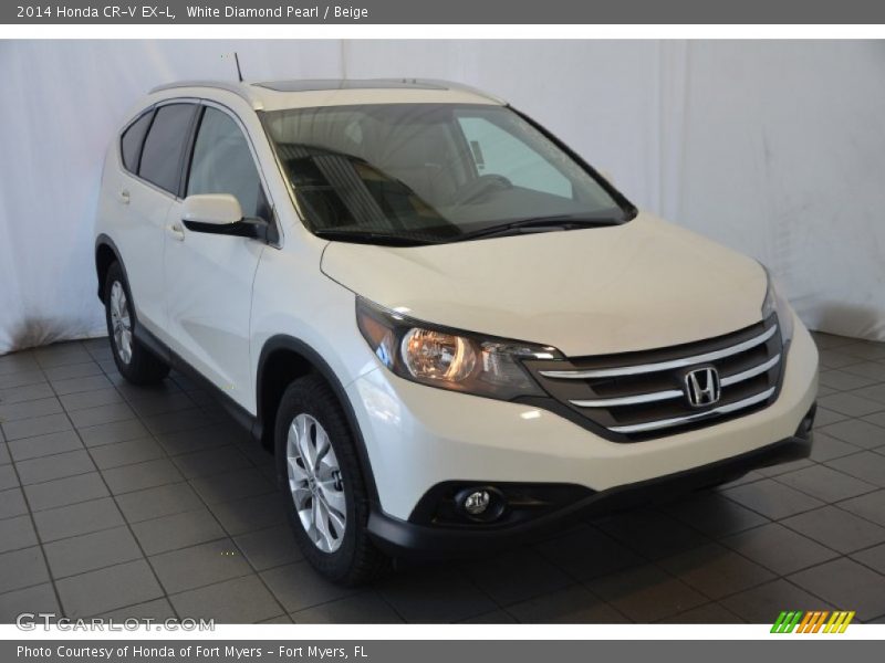 White Diamond Pearl / Beige 2014 Honda CR-V EX-L