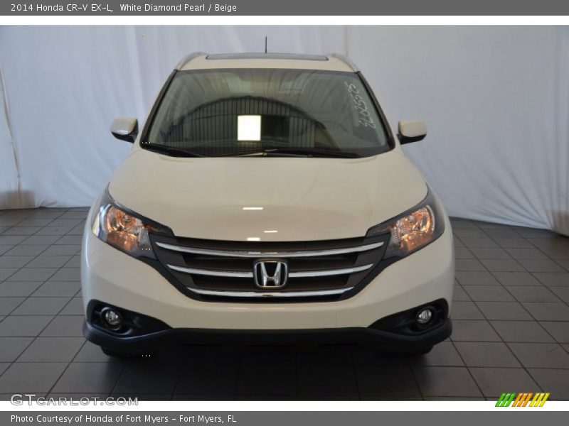 White Diamond Pearl / Beige 2014 Honda CR-V EX-L