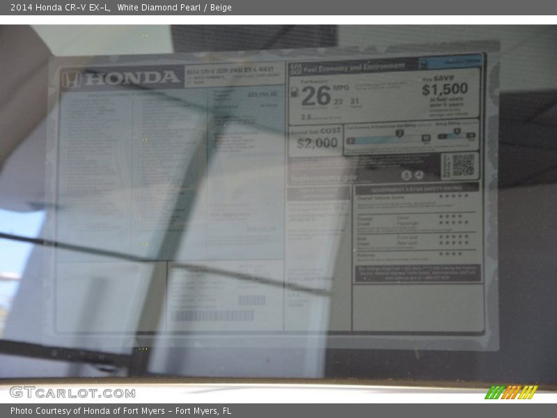White Diamond Pearl / Beige 2014 Honda CR-V EX-L