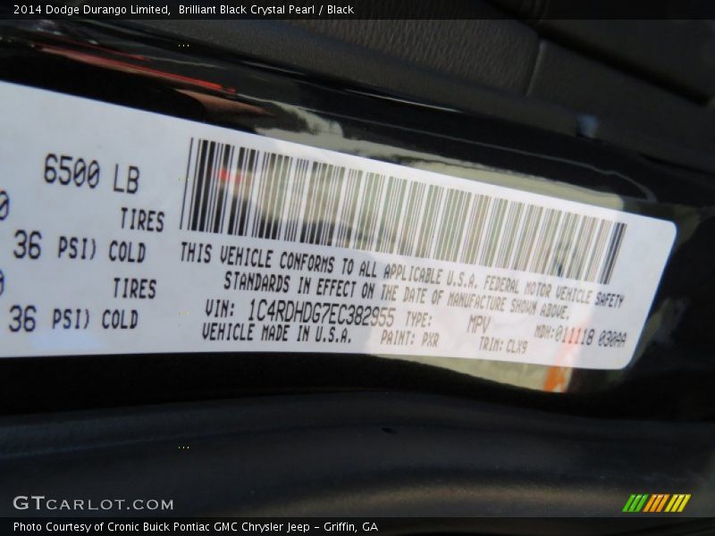 2014 Durango Limited Brilliant Black Crystal Pearl Color Code PXR