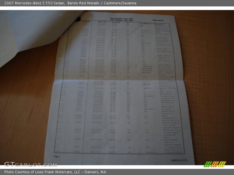 Barolo Red Metallic / Cashmere/Savanna 2007 Mercedes-Benz S 550 Sedan