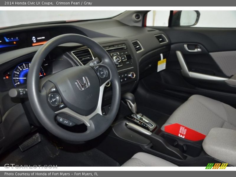 Crimson Pearl / Gray 2014 Honda Civic LX Coupe