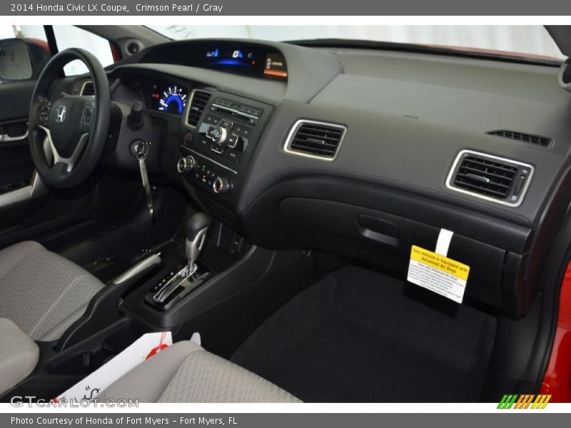 Crimson Pearl / Gray 2014 Honda Civic LX Coupe