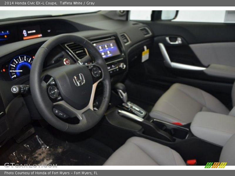 Taffeta White / Gray 2014 Honda Civic EX-L Coupe
