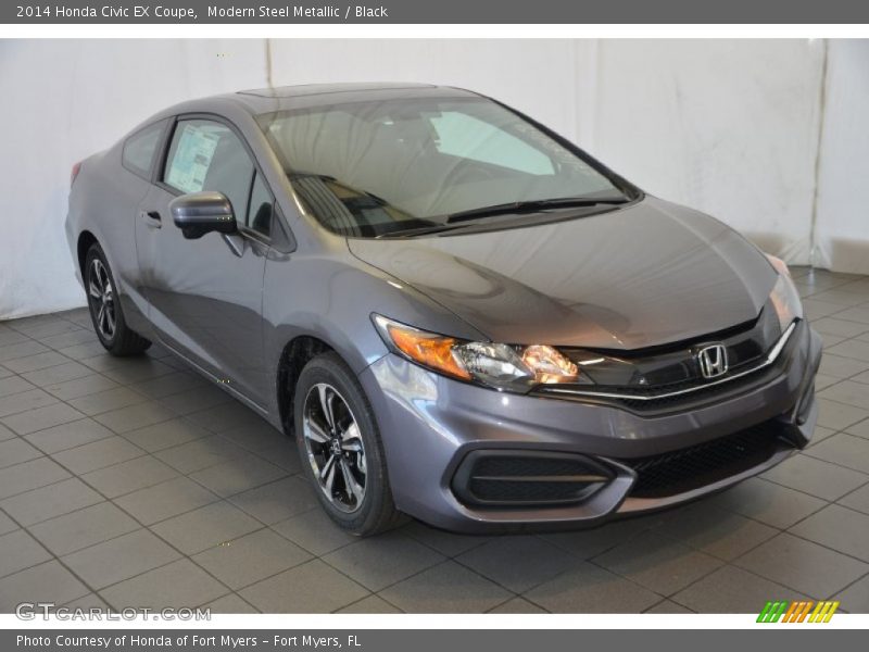 Modern Steel Metallic / Black 2014 Honda Civic EX Coupe