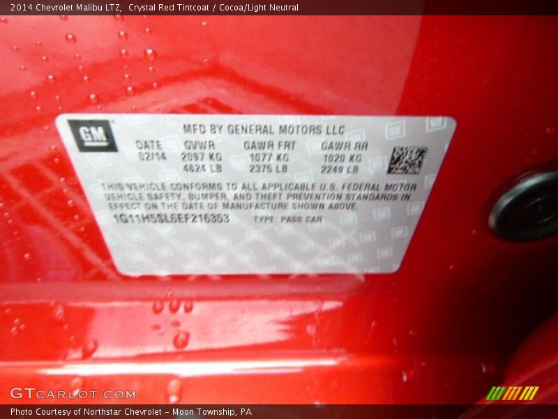 Crystal Red Tintcoat / Cocoa/Light Neutral 2014 Chevrolet Malibu LTZ