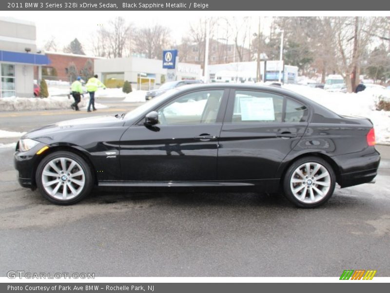 Black Sapphire Metallic / Beige 2011 BMW 3 Series 328i xDrive Sedan