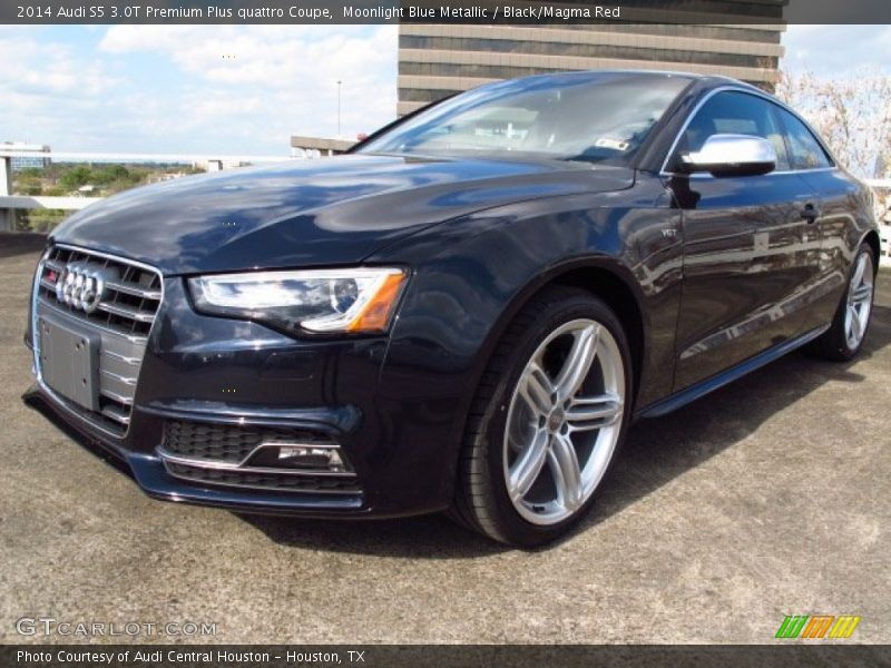 Moonlight Blue Metallic / Black/Magma Red 2014 Audi S5 3.0T Premium Plus quattro Coupe