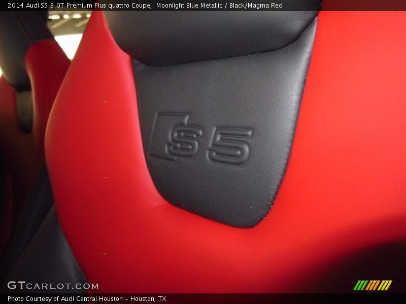 Moonlight Blue Metallic / Black/Magma Red 2014 Audi S5 3.0T Premium Plus quattro Coupe