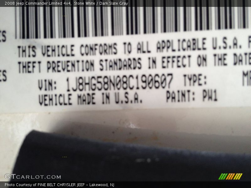 Stone White / Dark Slate Gray 2008 Jeep Commander Limited 4x4