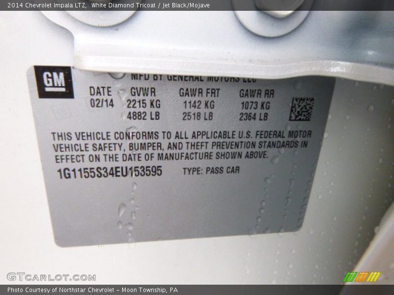 White Diamond Tricoat / Jet Black/Mojave 2014 Chevrolet Impala LTZ