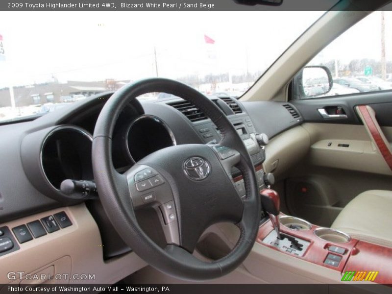 Blizzard White Pearl / Sand Beige 2009 Toyota Highlander Limited 4WD
