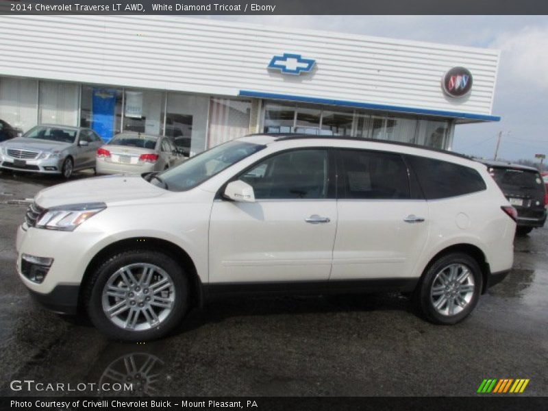 White Diamond Tricoat / Ebony 2014 Chevrolet Traverse LT AWD