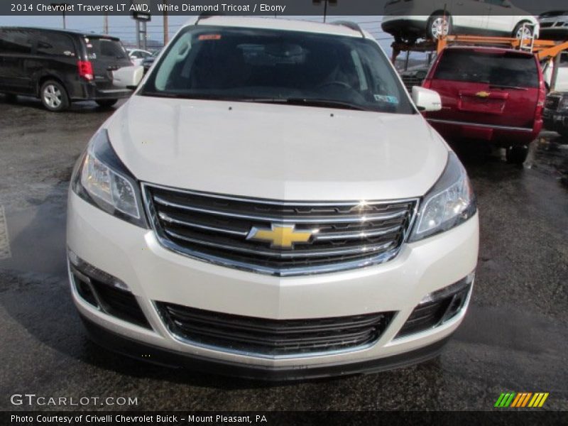 White Diamond Tricoat / Ebony 2014 Chevrolet Traverse LT AWD