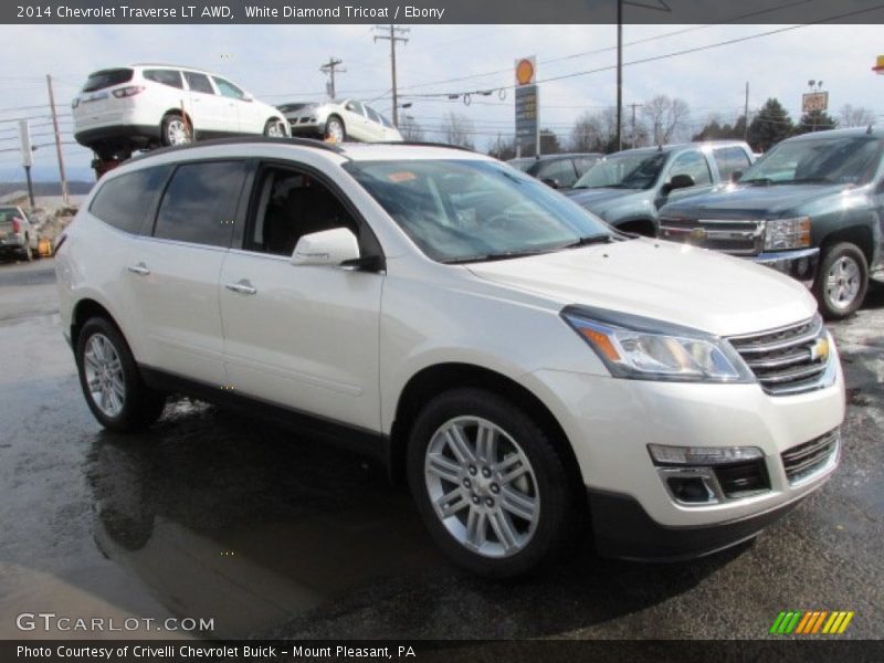 White Diamond Tricoat / Ebony 2014 Chevrolet Traverse LT AWD
