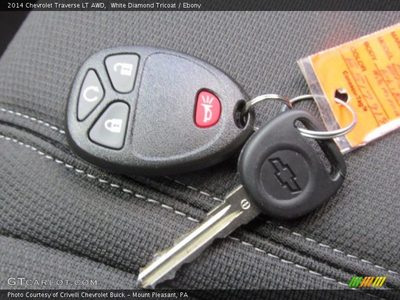 White Diamond Tricoat / Ebony 2014 Chevrolet Traverse LT AWD