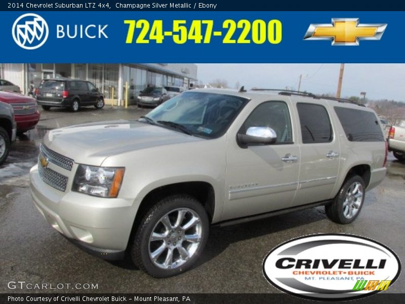 Champagne Silver Metallic / Ebony 2014 Chevrolet Suburban LTZ 4x4