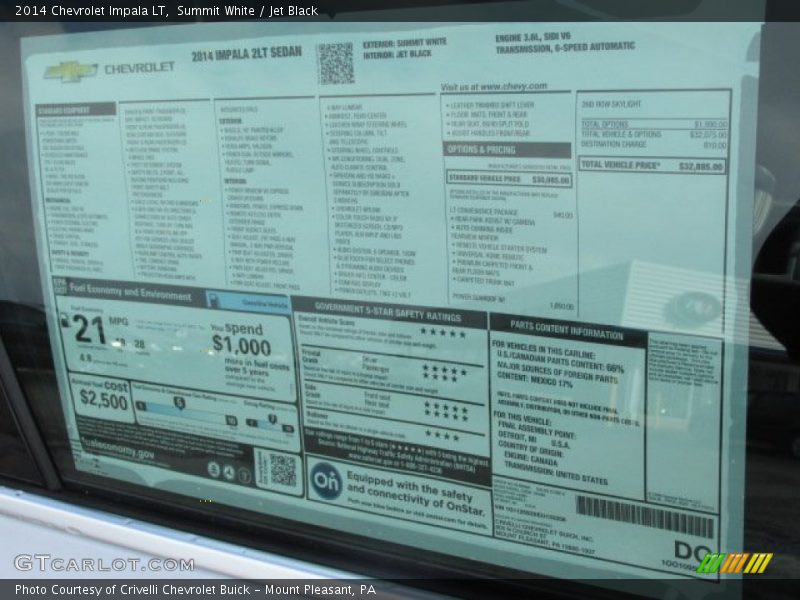 Summit White / Jet Black 2014 Chevrolet Impala LT