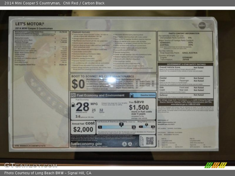 Chili Red / Carbon Black 2014 Mini Cooper S Countryman