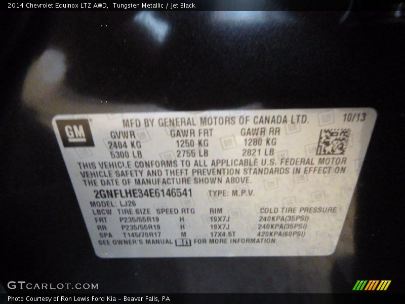 Tungsten Metallic / Jet Black 2014 Chevrolet Equinox LTZ AWD