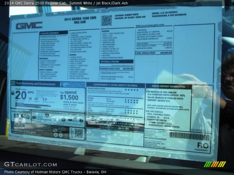 Summit White / Jet Black/Dark Ash 2014 GMC Sierra 1500 Regular Cab