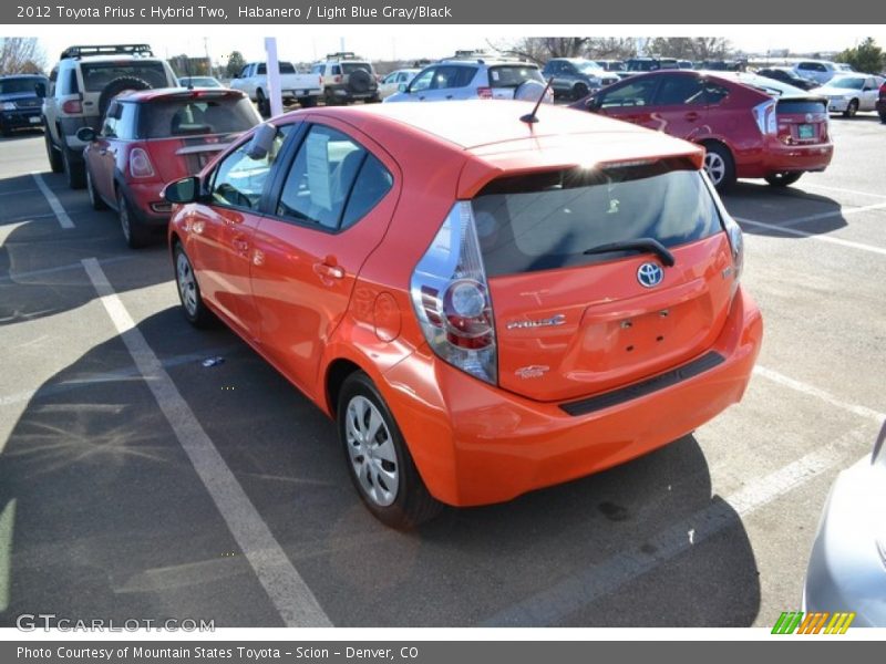 Habanero / Light Blue Gray/Black 2012 Toyota Prius c Hybrid Two