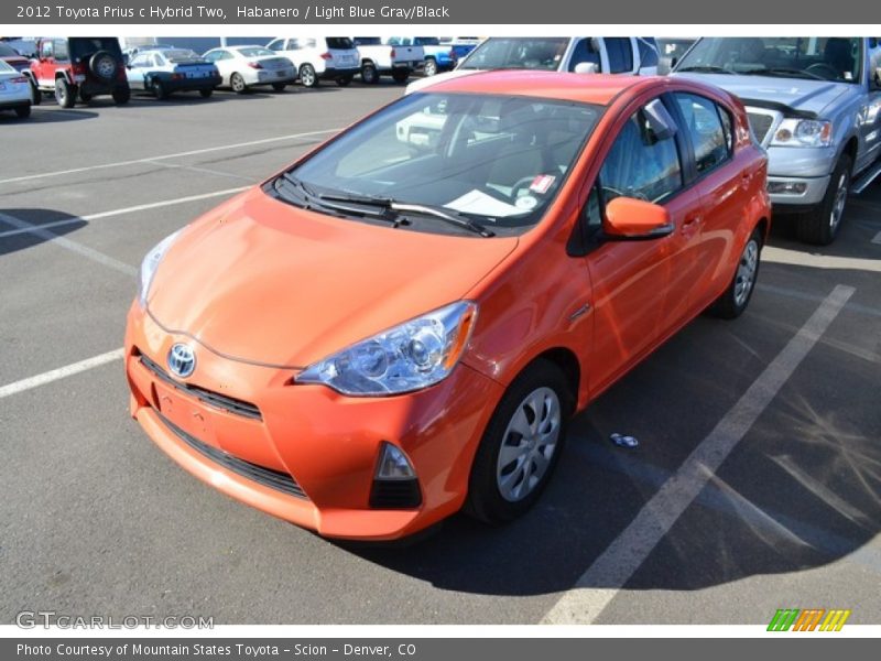 Habanero / Light Blue Gray/Black 2012 Toyota Prius c Hybrid Two