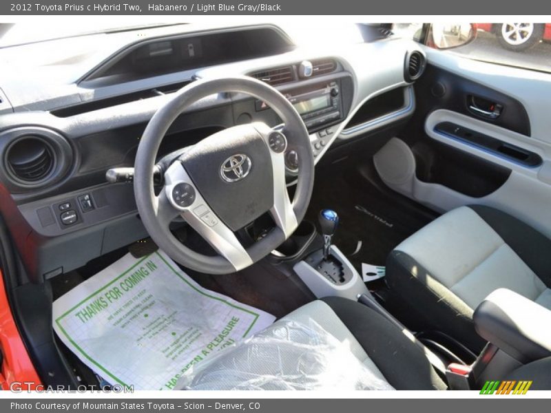 Habanero / Light Blue Gray/Black 2012 Toyota Prius c Hybrid Two