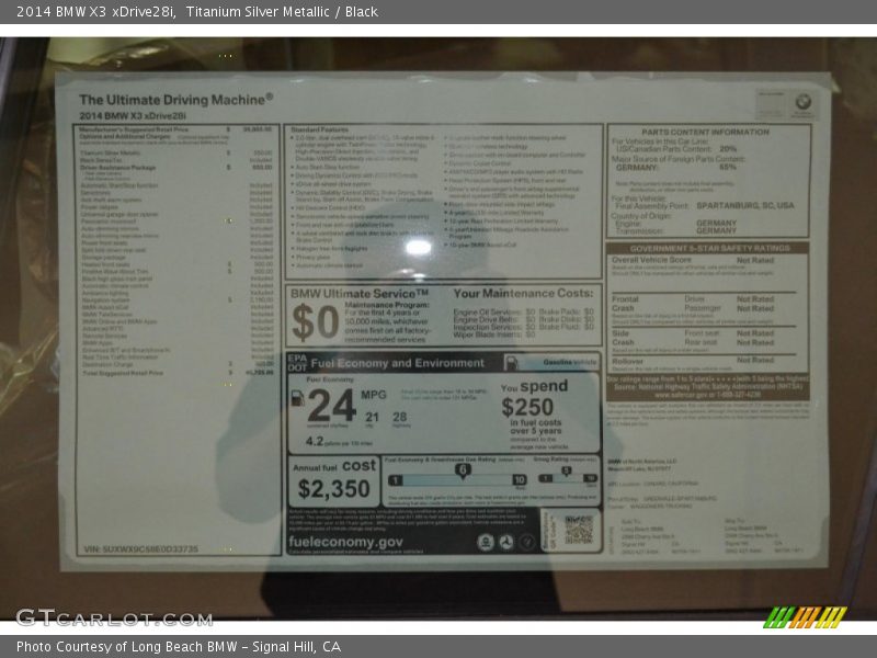 Titanium Silver Metallic / Black 2014 BMW X3 xDrive28i