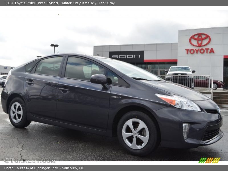 Winter Gray Metallic / Dark Gray 2014 Toyota Prius Three Hybrid