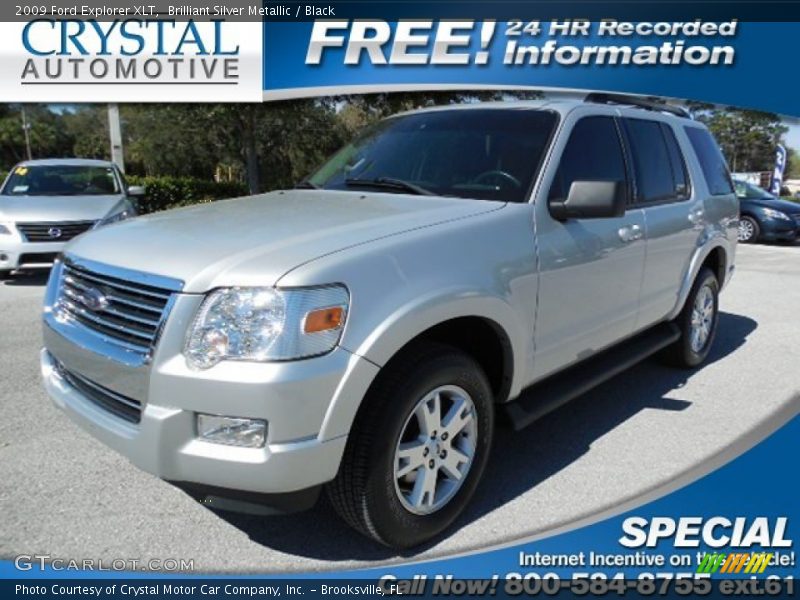 Brilliant Silver Metallic / Black 2009 Ford Explorer XLT