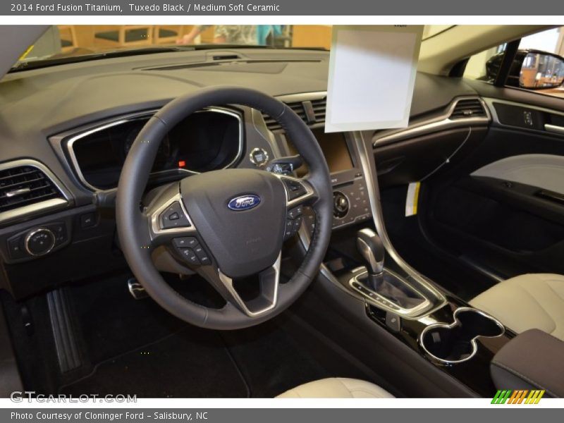 Tuxedo Black / Medium Soft Ceramic 2014 Ford Fusion Titanium