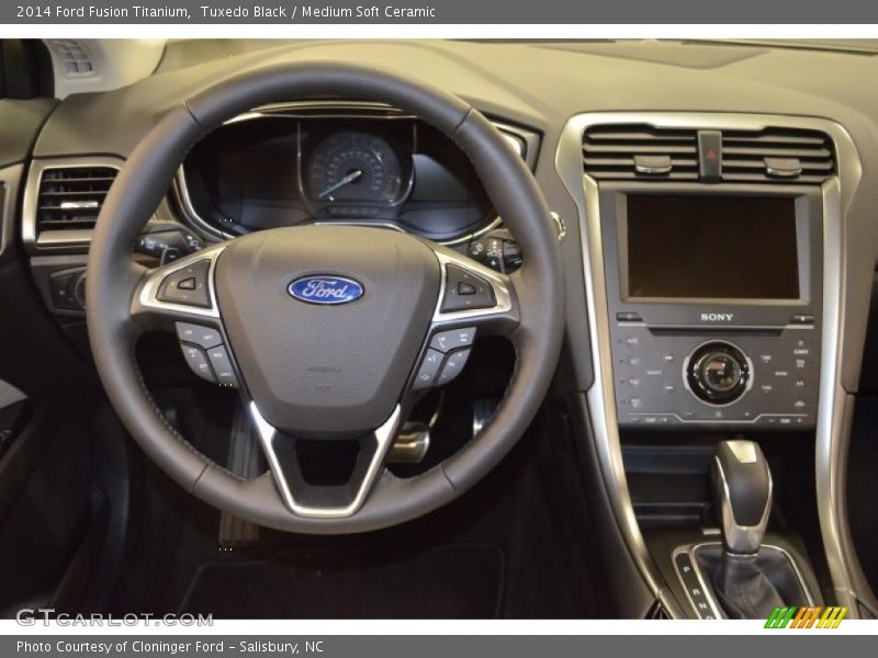 Tuxedo Black / Medium Soft Ceramic 2014 Ford Fusion Titanium