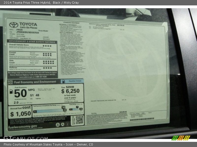 Black / Misty Gray 2014 Toyota Prius Three Hybrid