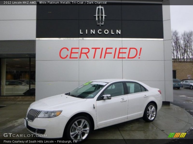 White Platinum Metallic Tri-Coat / Dark Charcoal 2012 Lincoln MKZ AWD