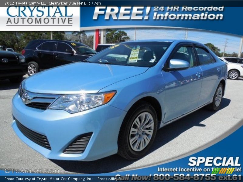 Clearwater Blue Metallic / Ash 2012 Toyota Camry LE