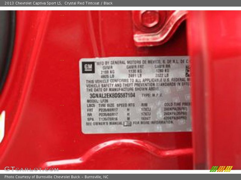 Crystal Red Tintcoat / Black 2013 Chevrolet Captiva Sport LS