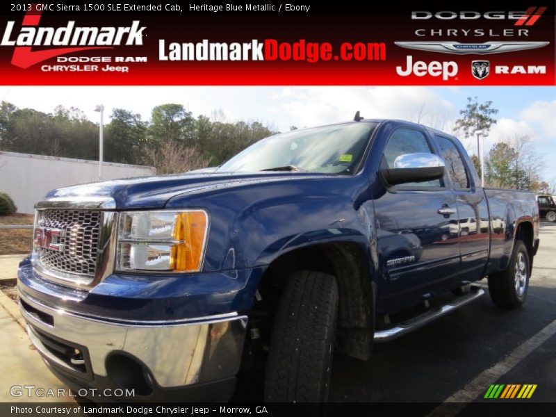 Heritage Blue Metallic / Ebony 2013 GMC Sierra 1500 SLE Extended Cab