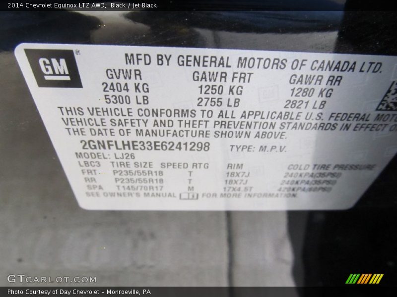 Black / Jet Black 2014 Chevrolet Equinox LTZ AWD