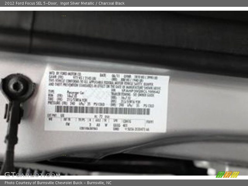 Ingot Silver Metallic / Charcoal Black 2012 Ford Focus SEL 5-Door