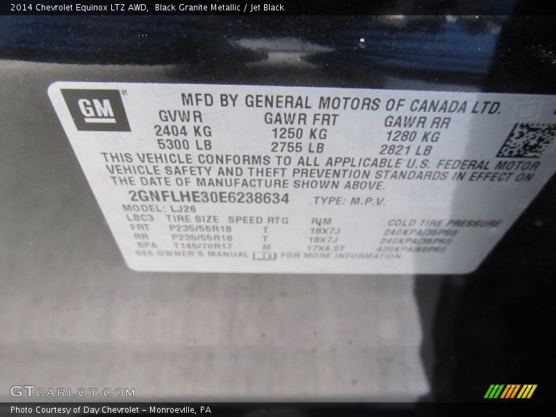 Black Granite Metallic / Jet Black 2014 Chevrolet Equinox LTZ AWD