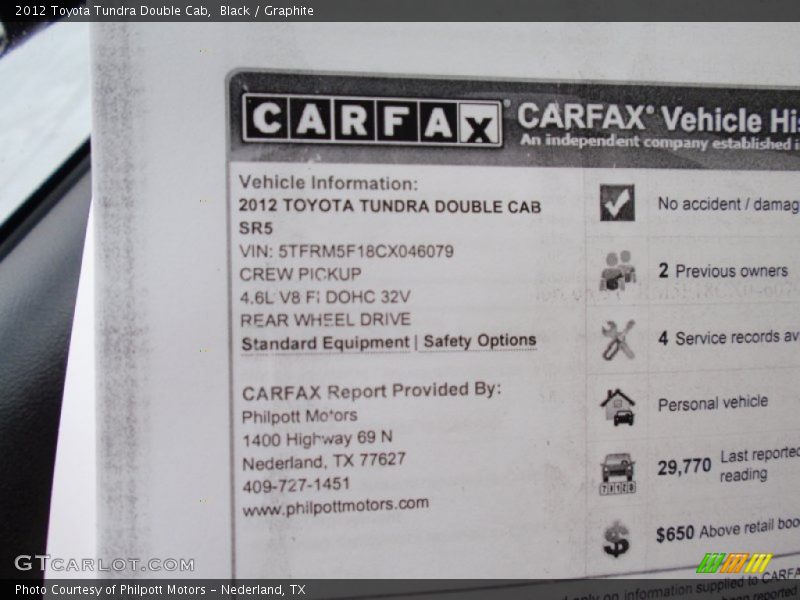 Black / Graphite 2012 Toyota Tundra Double Cab