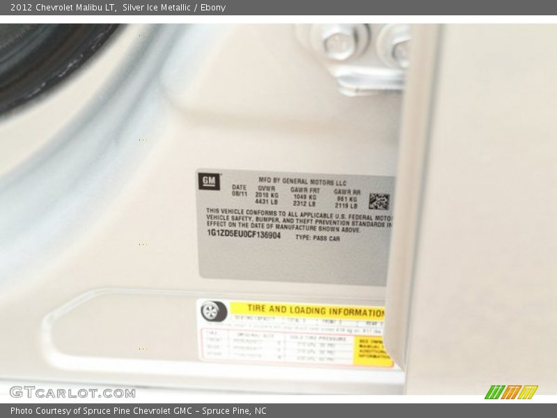 Silver Ice Metallic / Ebony 2012 Chevrolet Malibu LT