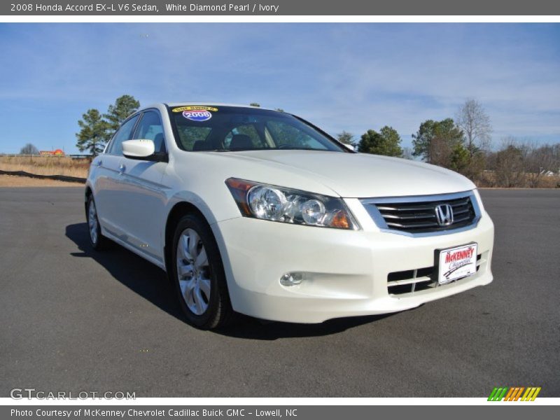 White Diamond Pearl / Ivory 2008 Honda Accord EX-L V6 Sedan